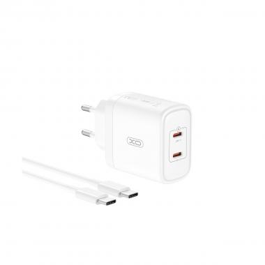 Xo wall charger ce08 pd 50w 2x usb-c white + usb-c - usb-c cable