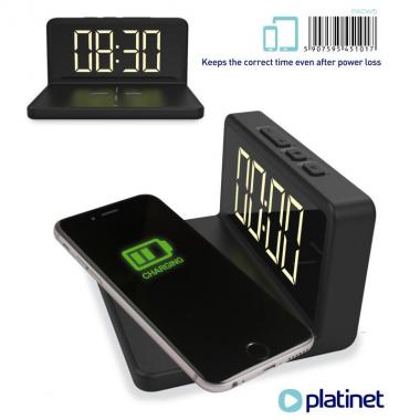 Platinet alarm clock with wireless charger 5w [45101]